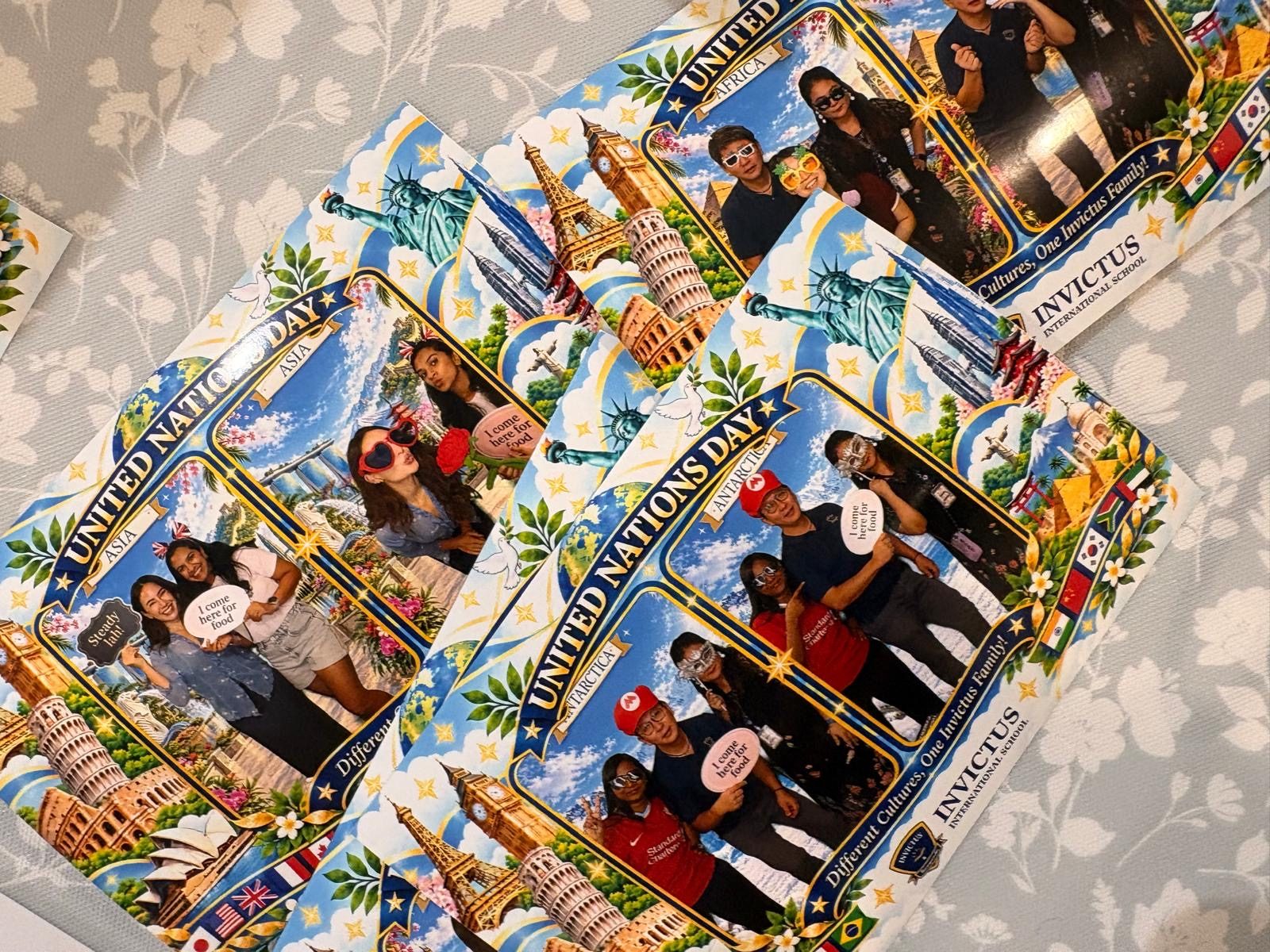 Instant printed AIBOOTHSG photo strips from a school event in Singapore