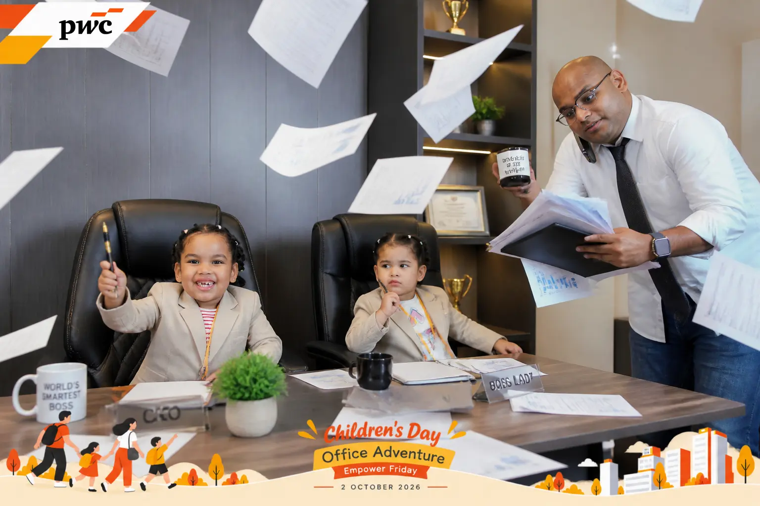 Real office adventure AI photo booth portrait from PwC Children's Day